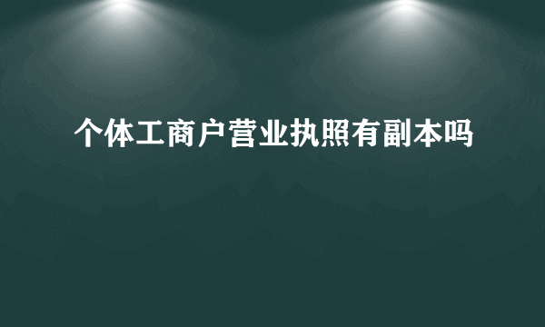 个体工商户营业执照有副本吗