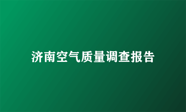 济南空气质量调查报告