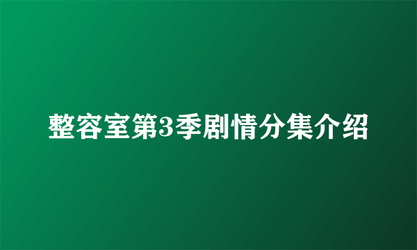 整容室第3季剧情分集介绍