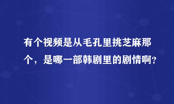 有个视频是从毛孔里挑芝麻那个，是哪一部韩剧里的剧情啊？