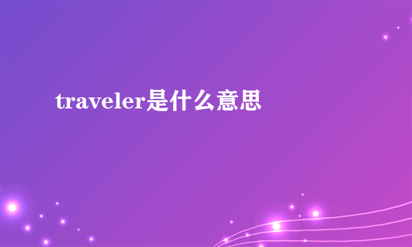 traveler是什么意思