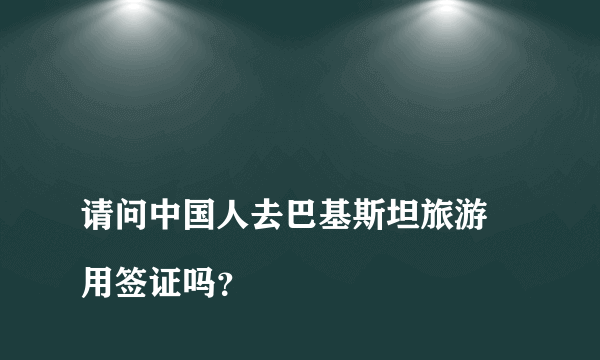 
请问中国人去巴基斯坦旅游 用签证吗？

