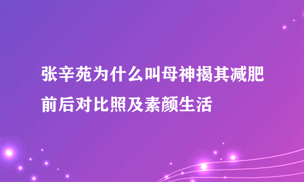 张辛苑为什么叫母神揭其减肥前后对比照及素颜生活