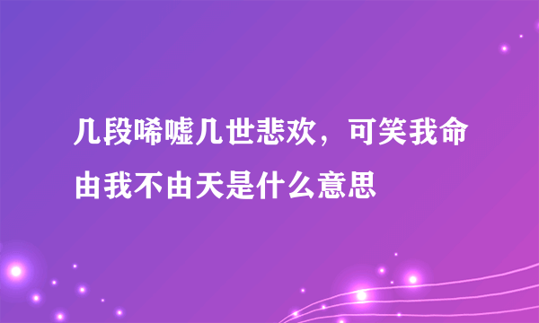 几段唏嘘几世悲欢，可笑我命由我不由天是什么意思