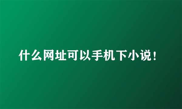 什么网址可以手机下小说！