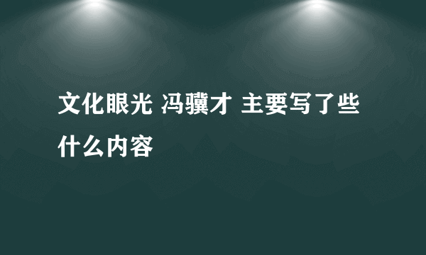 文化眼光 冯骥才 主要写了些什么内容