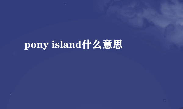 pony island什么意思