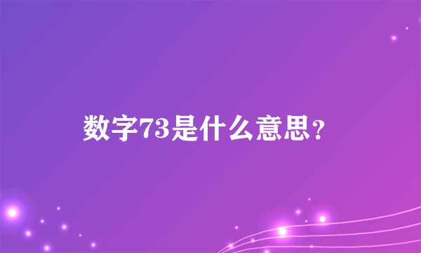 数字73是什么意思？