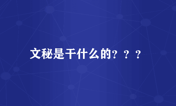 文秘是干什么的？？？