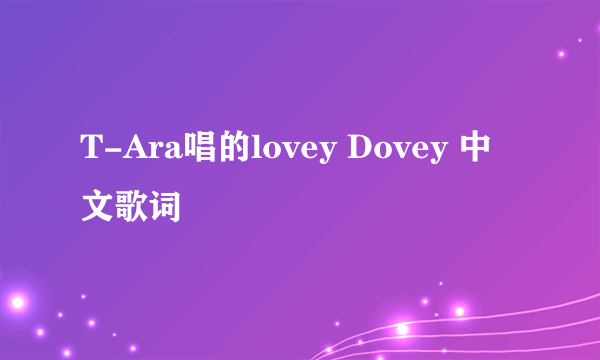 T-Ara唱的lovey Dovey 中文歌词