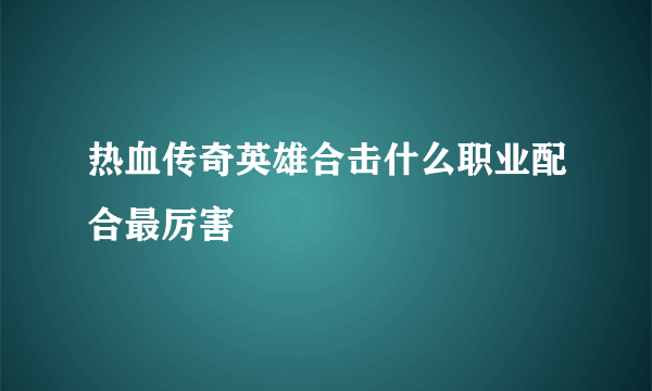 热血传奇英雄合击什么职业配合最厉害