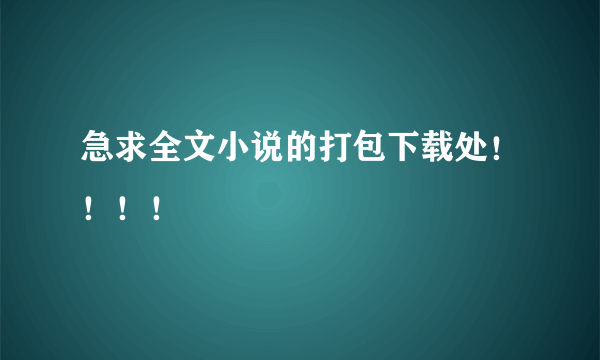 急求全文小说的打包下载处！！！！