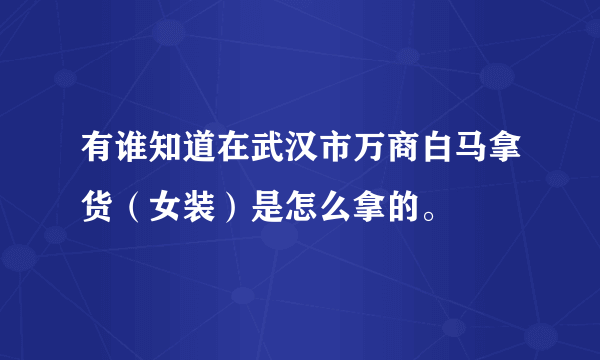 有谁知道在武汉市万商白马拿货（女装）是怎么拿的。