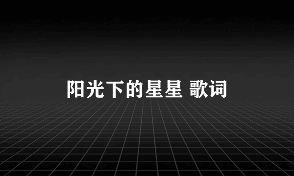 阳光下的星星 歌词