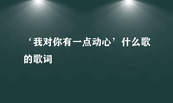 ‘我对你有一点动心’什么歌的歌词