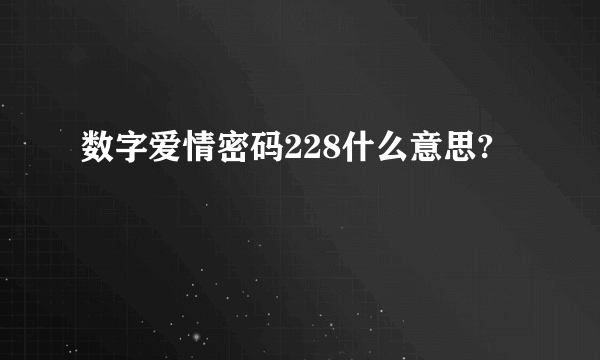 数字爱情密码228什么意思?