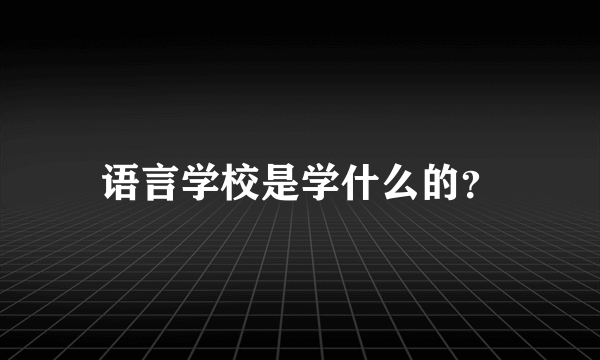 语言学校是学什么的？