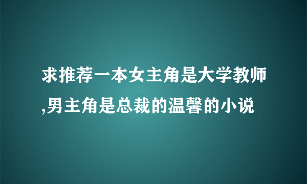 求推荐一本女主角是大学教师,男主角是总裁的温馨的小说