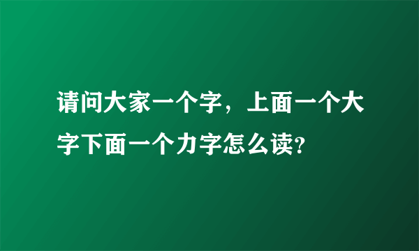 请问大家一个字，上面一个大字下面一个力字怎么读？