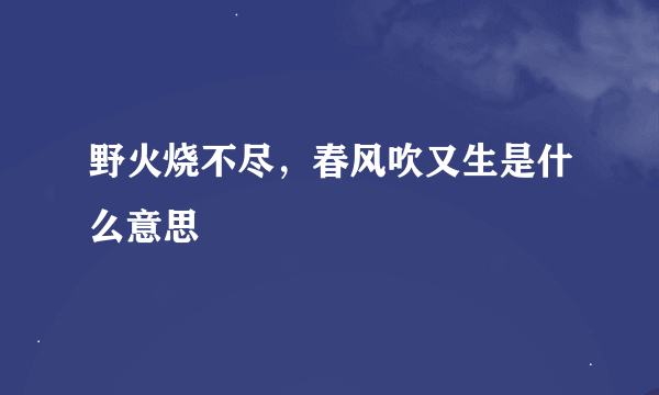 野火烧不尽，春风吹又生是什么意思